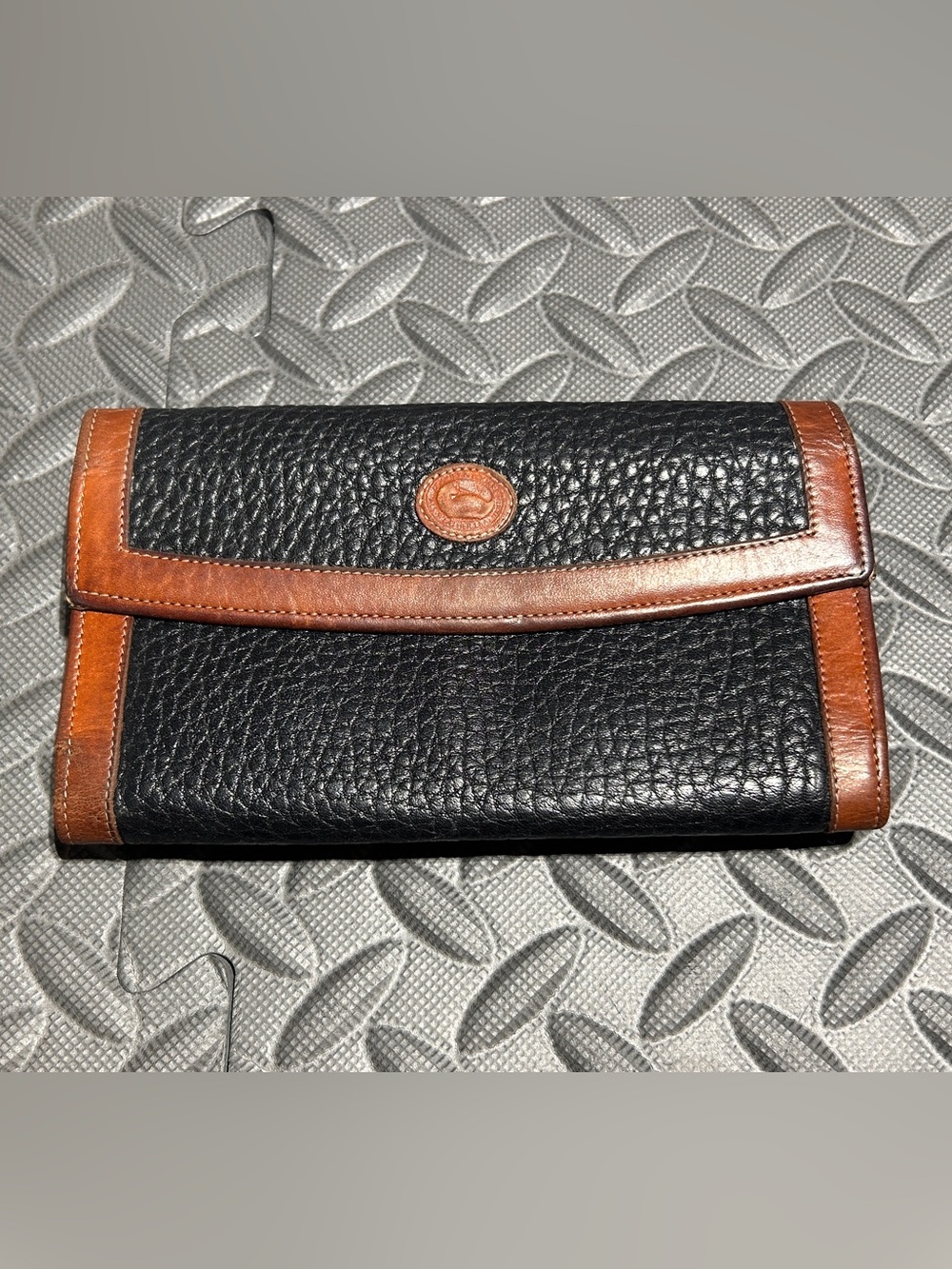 Dooney & Burke Black/Brown Tri-Fold Wallet